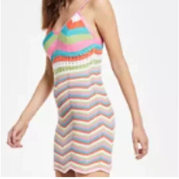 Colorful v-neck Crochet Chevron knit Dress Size small - Picture 1 of 16